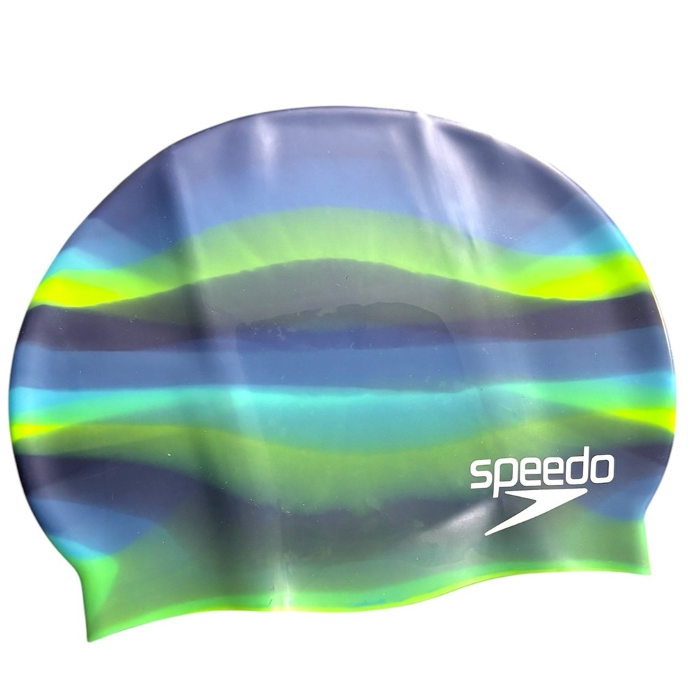 Speedo Adult Printed Swim Cap- Navy/Green Ages 14+
